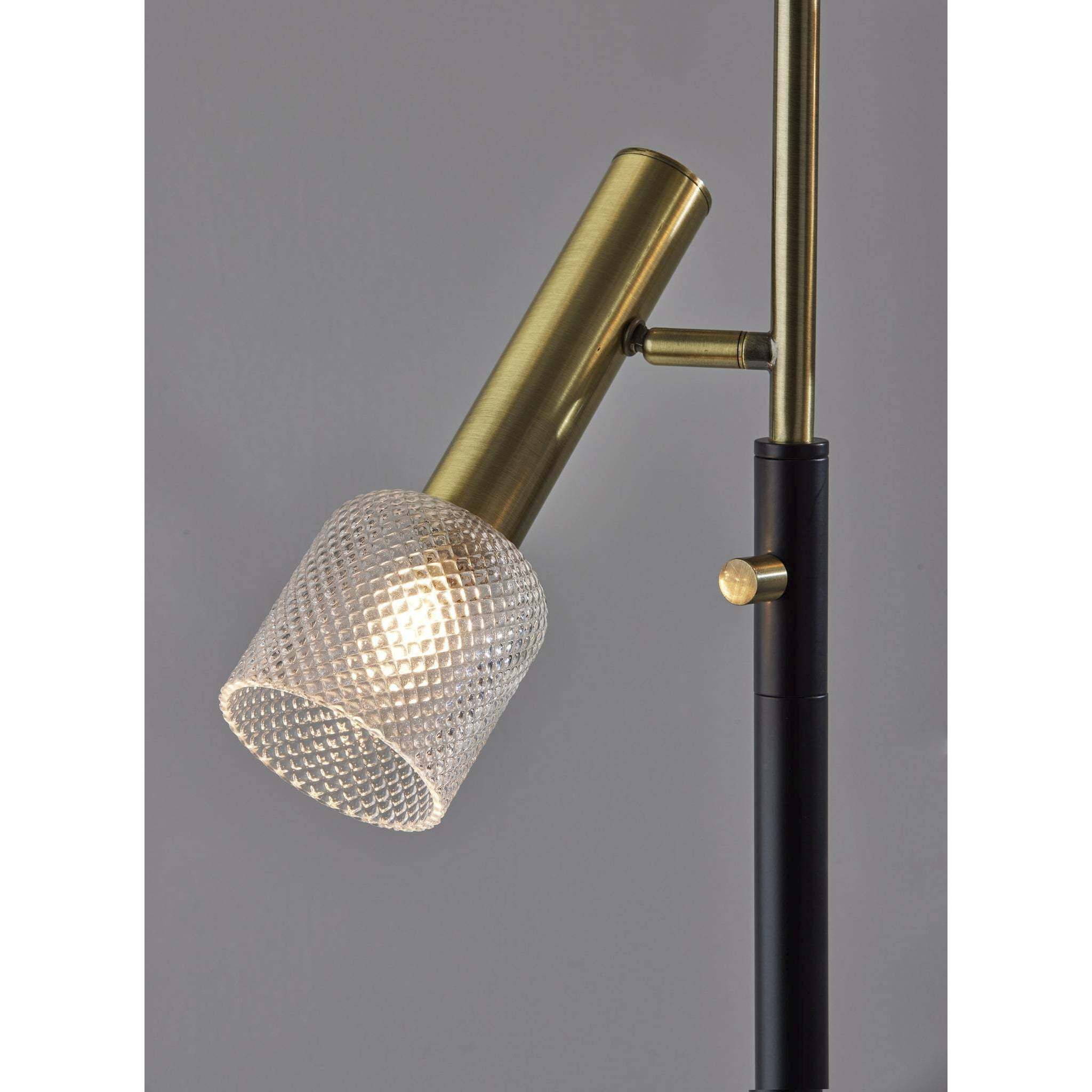 Melvin 63 inch 3.00 watt Black and Antique Brass Floor Lamp Portable Light