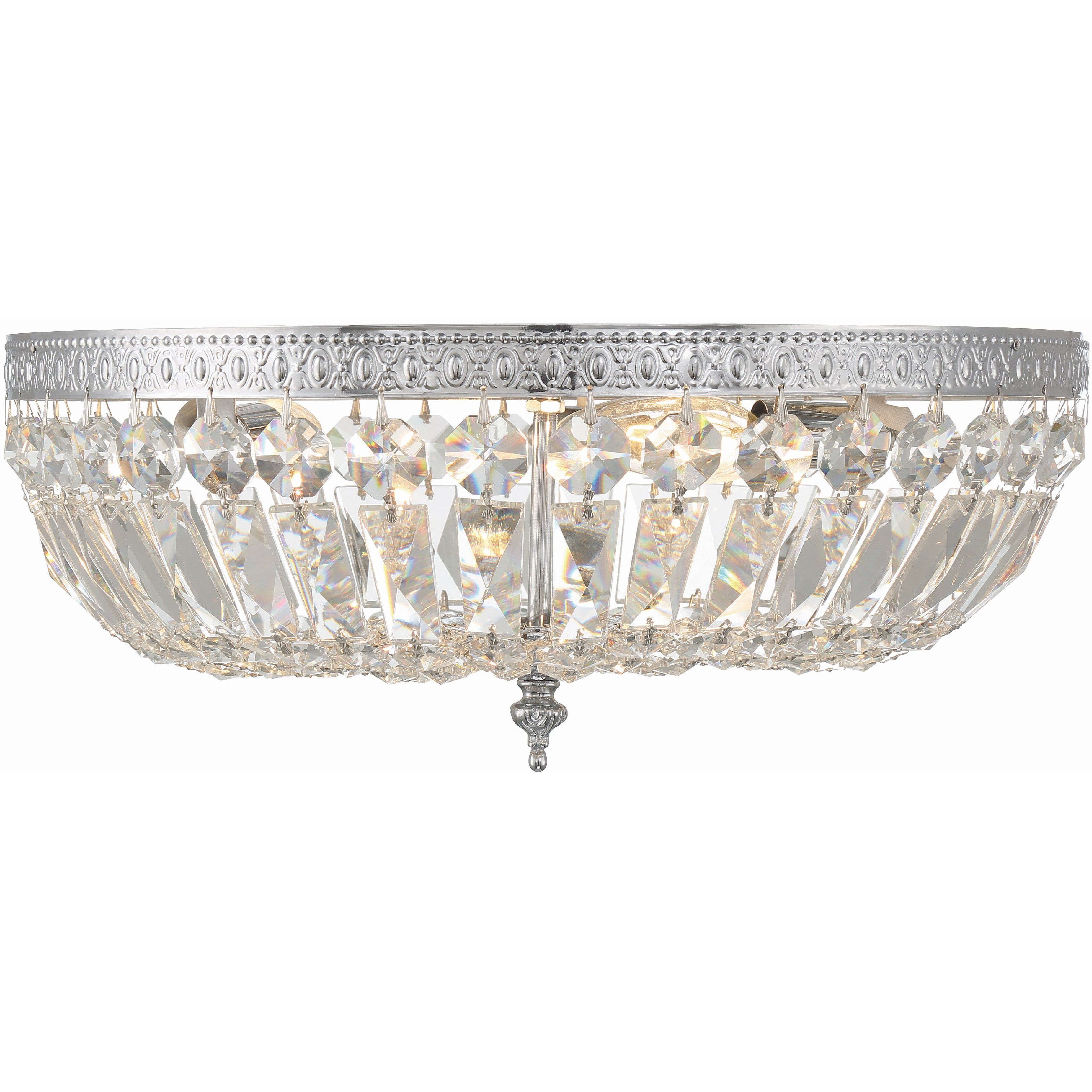 Waltham 3 Light 16 inch Polished Chrome Flush Ceiling Light in Clear Spectra