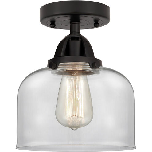 Nouveau 2 Large Bell 1 Light 8 inch Matte Black Semi-Flush Mount Ceiling Light in Clear Glass