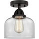 Nouveau 2 Large Bell 1 Light 8 inch Matte Black Semi-Flush Mount Ceiling Light in Clear Glass