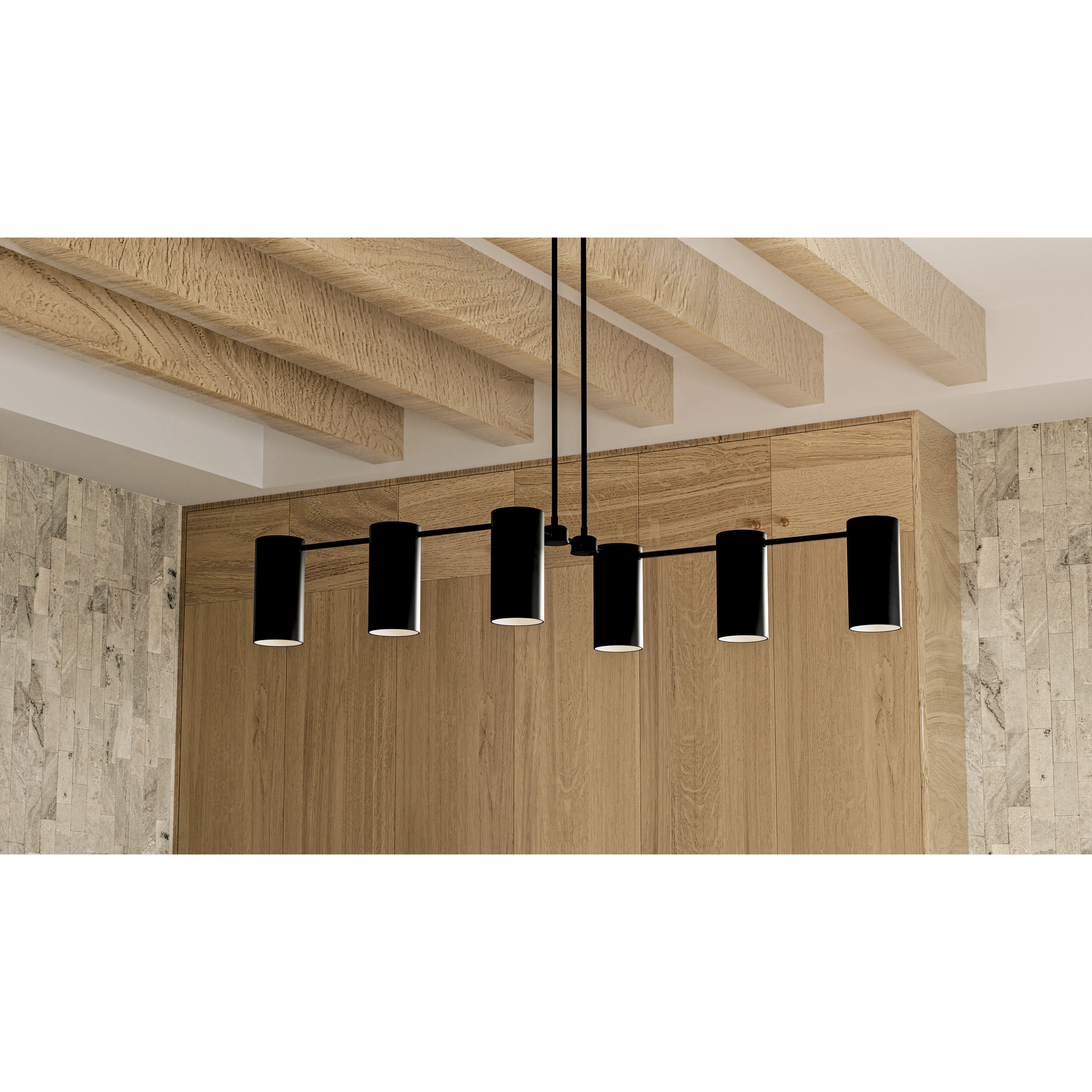 Foreland 6 Light 50 inch Matte Black Linear Chandelier Ceiling Light, Large