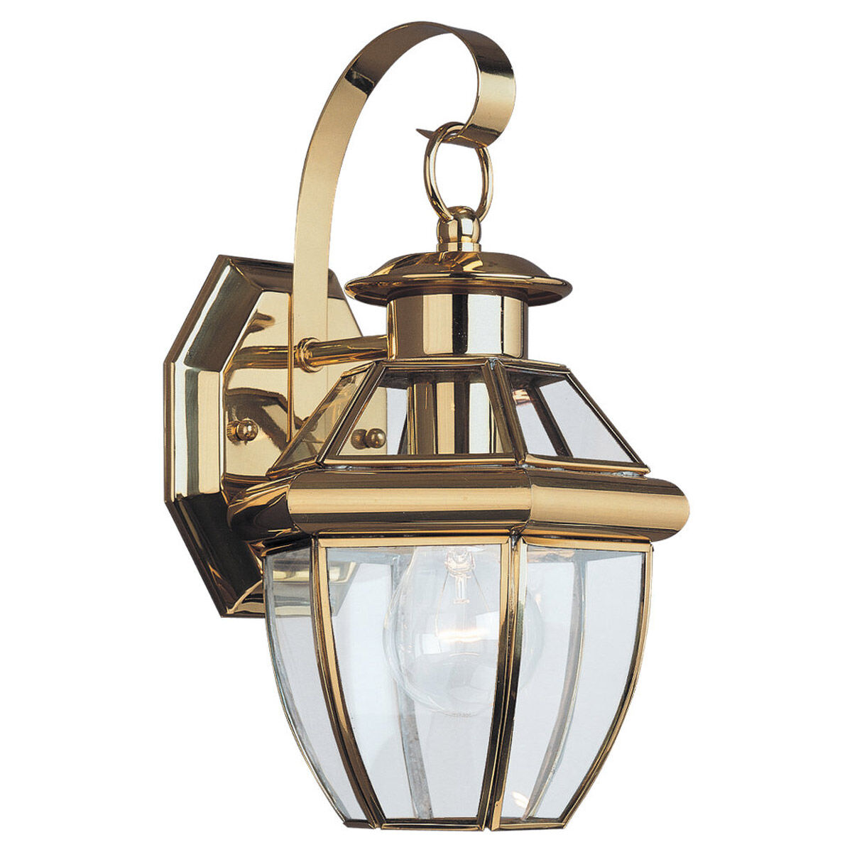 Lancaster 1 Light 12 inch Polished Brass Outdoor Wall Lantern, Small