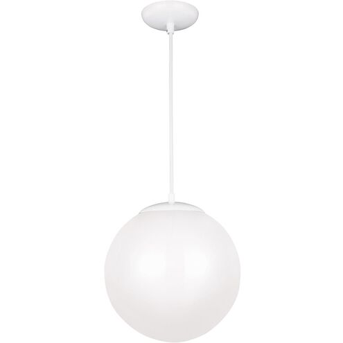 Leo - Hanging Globe 1 Light 14 inch White Pendant Ceiling Light