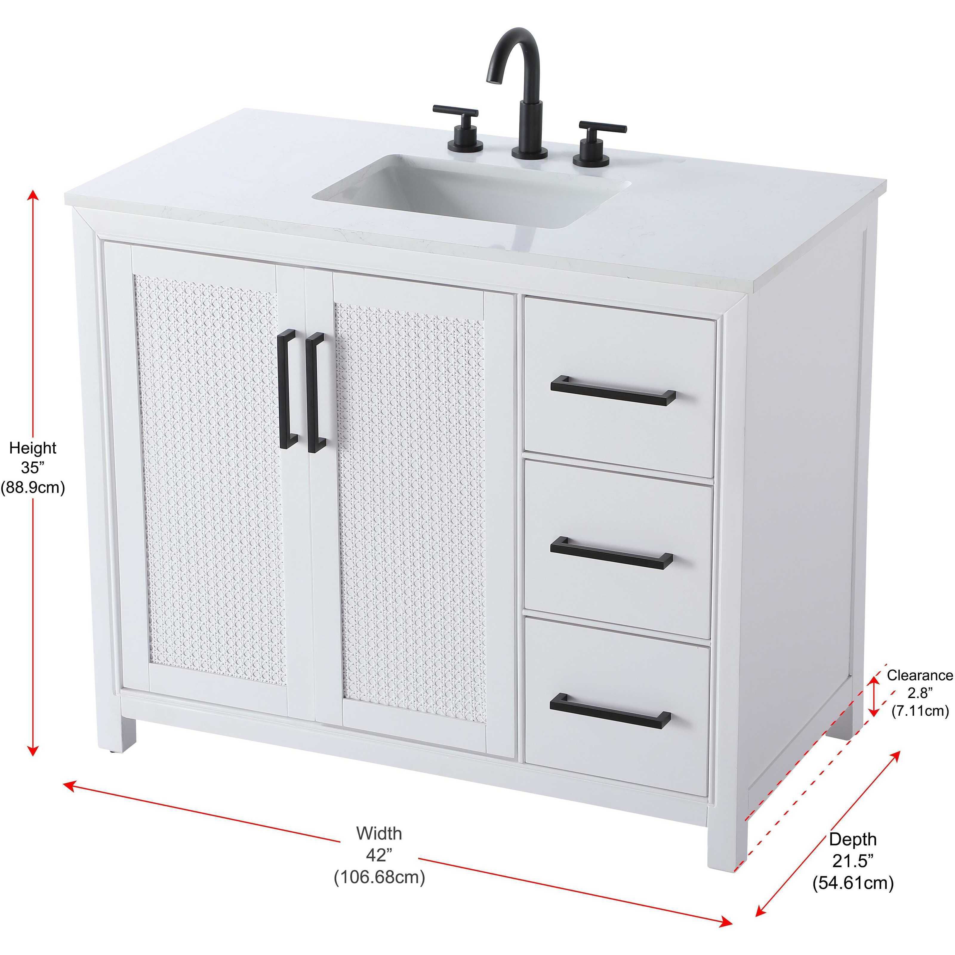 Alina 42 X 34 inch White Bathroom Vanity Cabinet