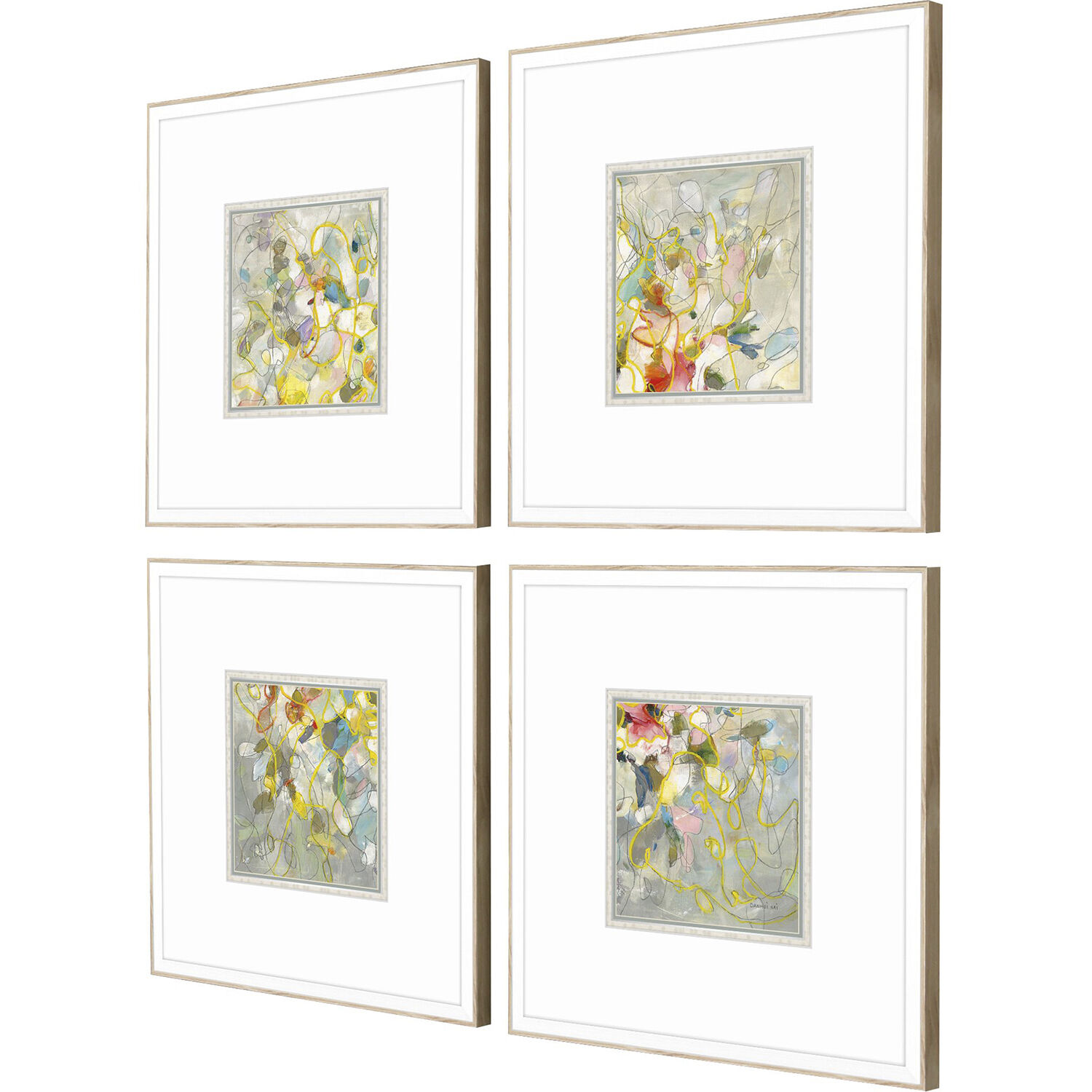 Strings of Lights Gray and Blue and Pink and Yellow Framed Art