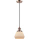 Franklin Restoration Fulton LED 7 inch Antique Copper Mini Pendant Ceiling Light in Matte White, Franklin Restoration