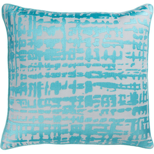 Hessian 22 inch Aqua, Light Gray Pillow Kit