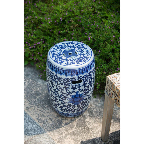 Garden 15.9 inch Blue and White Stool
