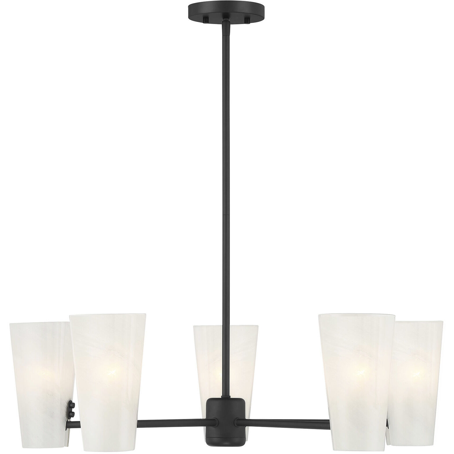Mid-Century Modern 5 Light 30 inch Matte Black Chandelier Ceiling Light