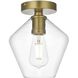 Gene 1 Light 8 inch Satin Gold Flush Mount Ceiling Light