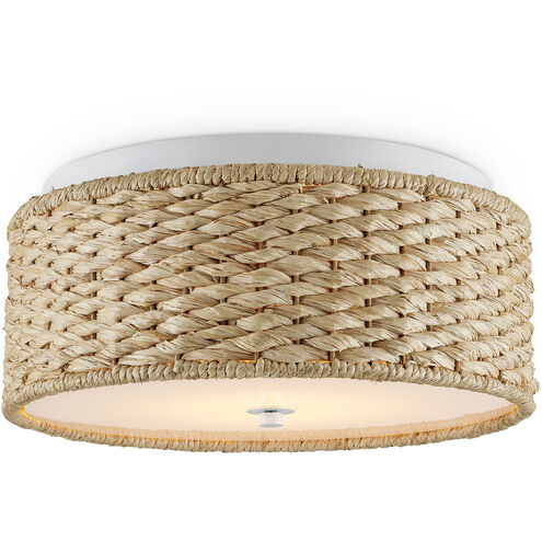 Colchester 1 Light 16 inch Sugar White/Natural Flush Mount Ceiling Light