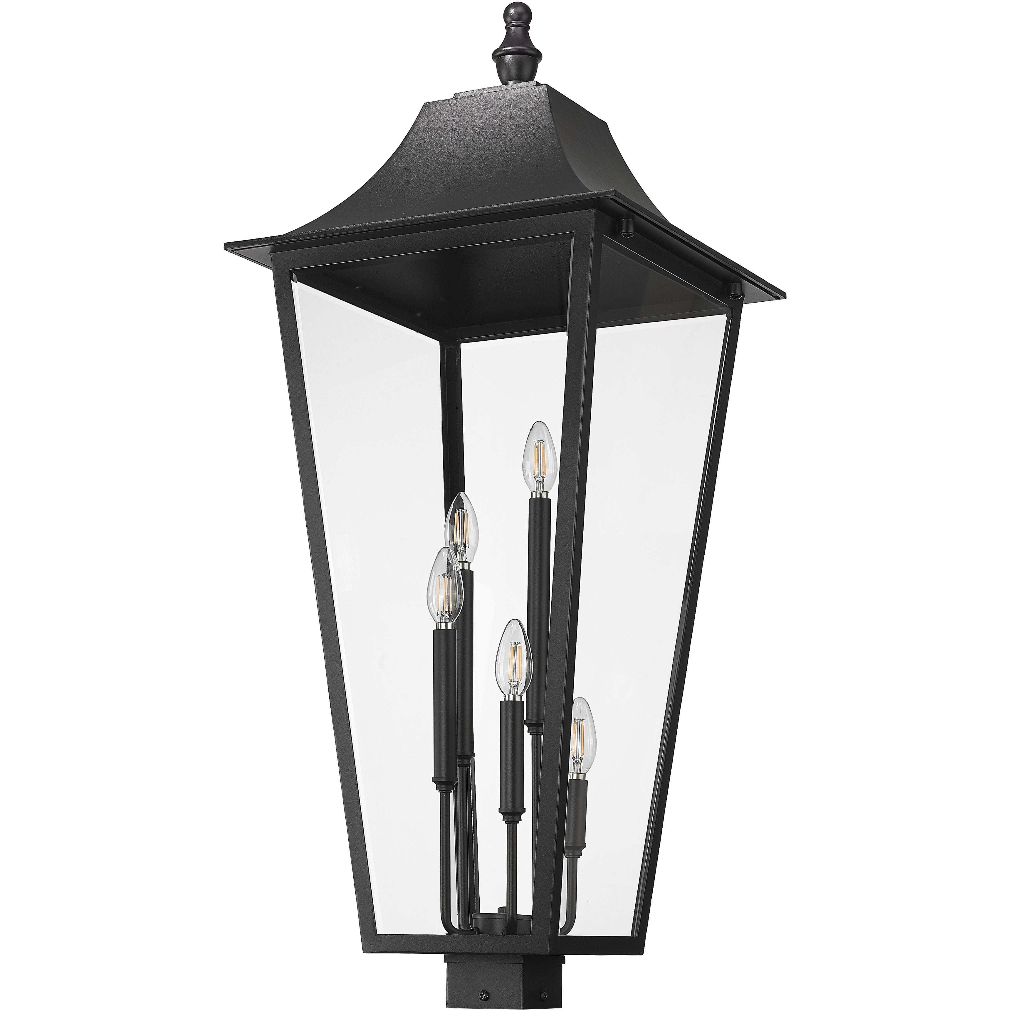 Gannon 5 Light 38.75 inch Black Outdoor Post Mounted Fixture in G9