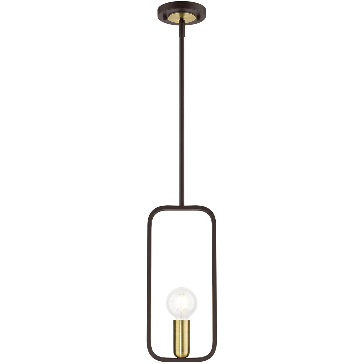 Bergamo 1 Light 5 inch Bronze with Antique Brass Accents Pendant Ceiling Light