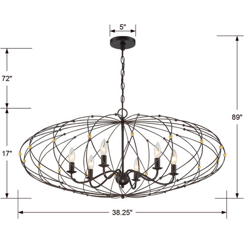 Zucca 6 Light 38 inch English Bronze and Antique Gold Chandelier Ceiling Light