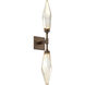 Rock Crystal LED 4.5 inch Flat Bronze Indoor Sconce Wall Light in 3000K LED, Chilled Amber, Double