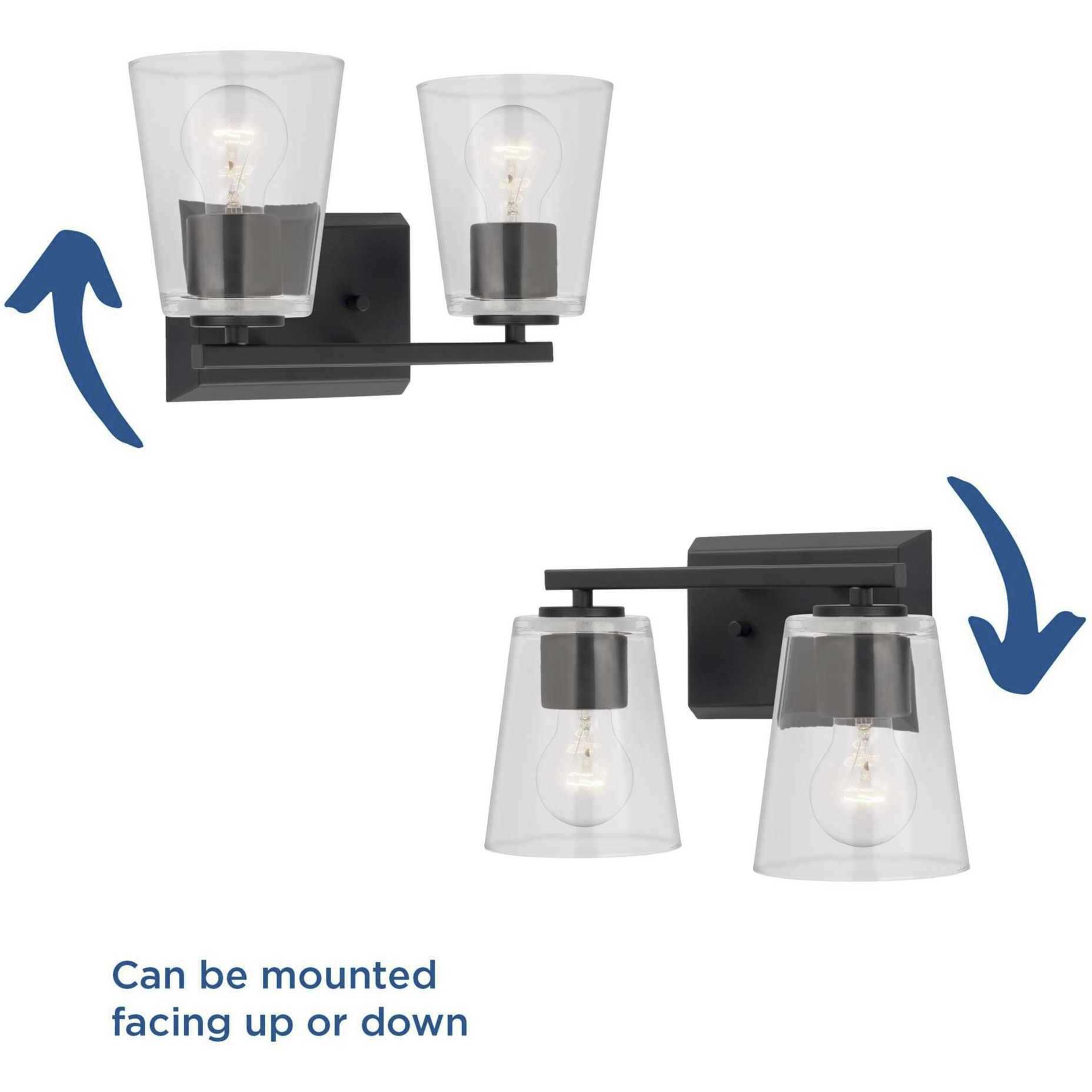 Vertex 2 Light 12.87 inch Matte Black Bath Light Wall Light