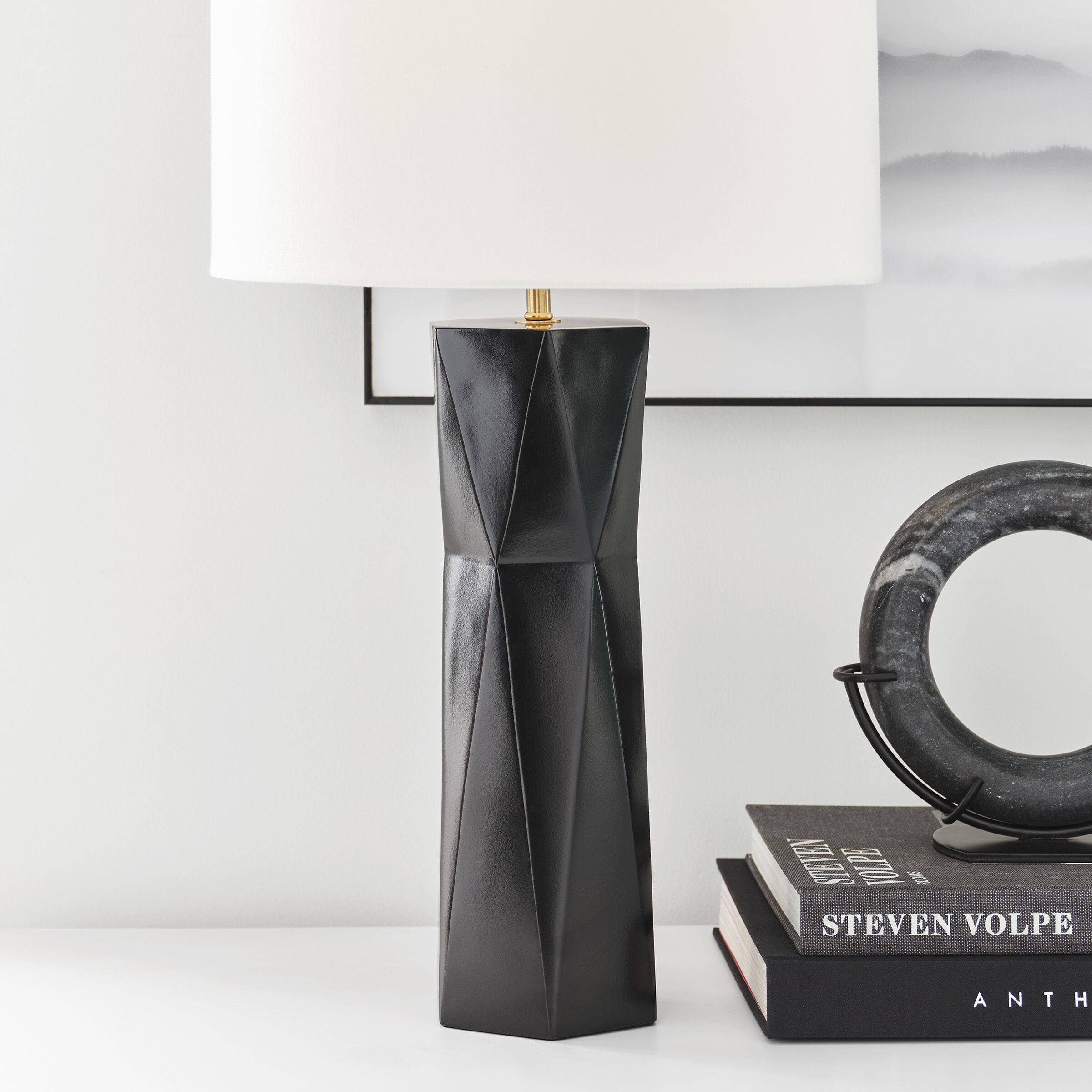 Drew & Jonathan Fernwood 26.5 inch 9.00 watt Gloss Black Table Lamp Portable Light