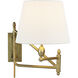 Thomas O'Brien Paulo 26 inch 100.00 watt Hand-Rubbed Antique Brass Swing Arm Sconce Wall Light in Linen, Small