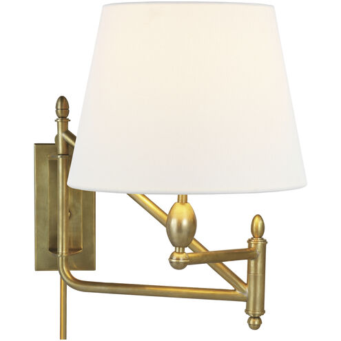 Thomas O'Brien Paulo 26 inch 100.00 watt Hand-Rubbed Antique Brass Swing Arm Sconce Wall Light in Linen, Small