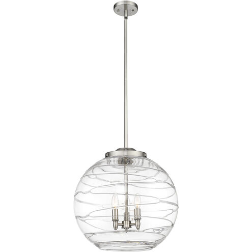 Ballston Athens Deco Swirl LED 17.88 inch Brushed Satin Nickel Statement Pendant Ceiling Light in Clear Deco Swirl