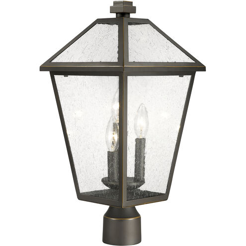 Talbot 3 Light 20 inch Oil Rubbed Bronze Outdoor Post Mount Fixture in Seedy Glass