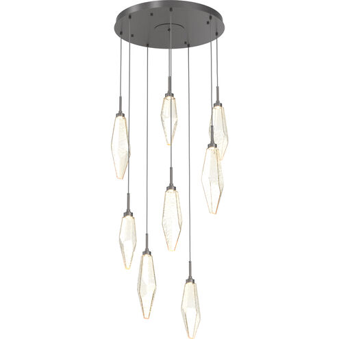 Rock Crystal LED 26.2 inch Graphite Chandelier Ceiling Light in 3000K LED, Chilled Amber, Round Multi-Port