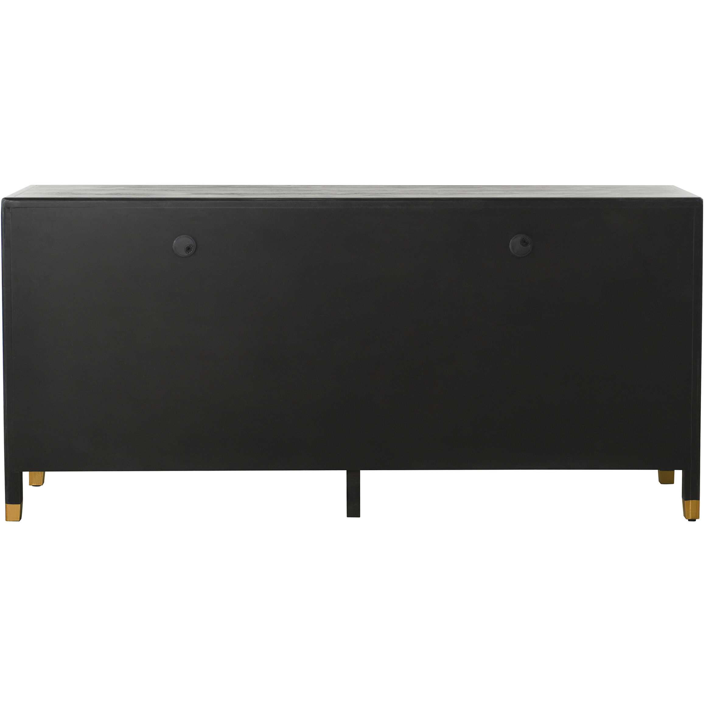 Cameron Satin Black and White and Brass Cabinet