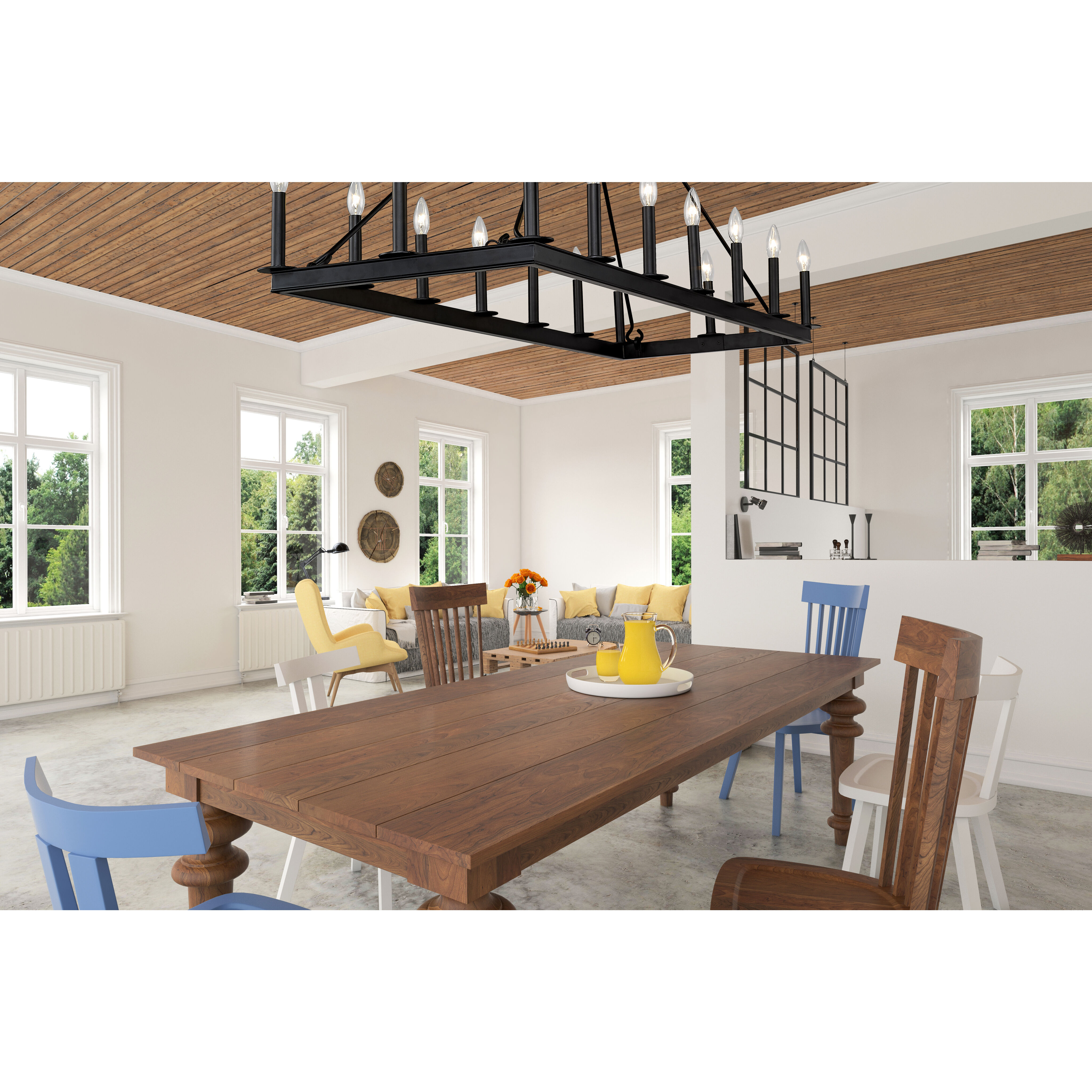 Barclay 16 Light 56 inch Matte Black Linear Chandelier Ceiling Light