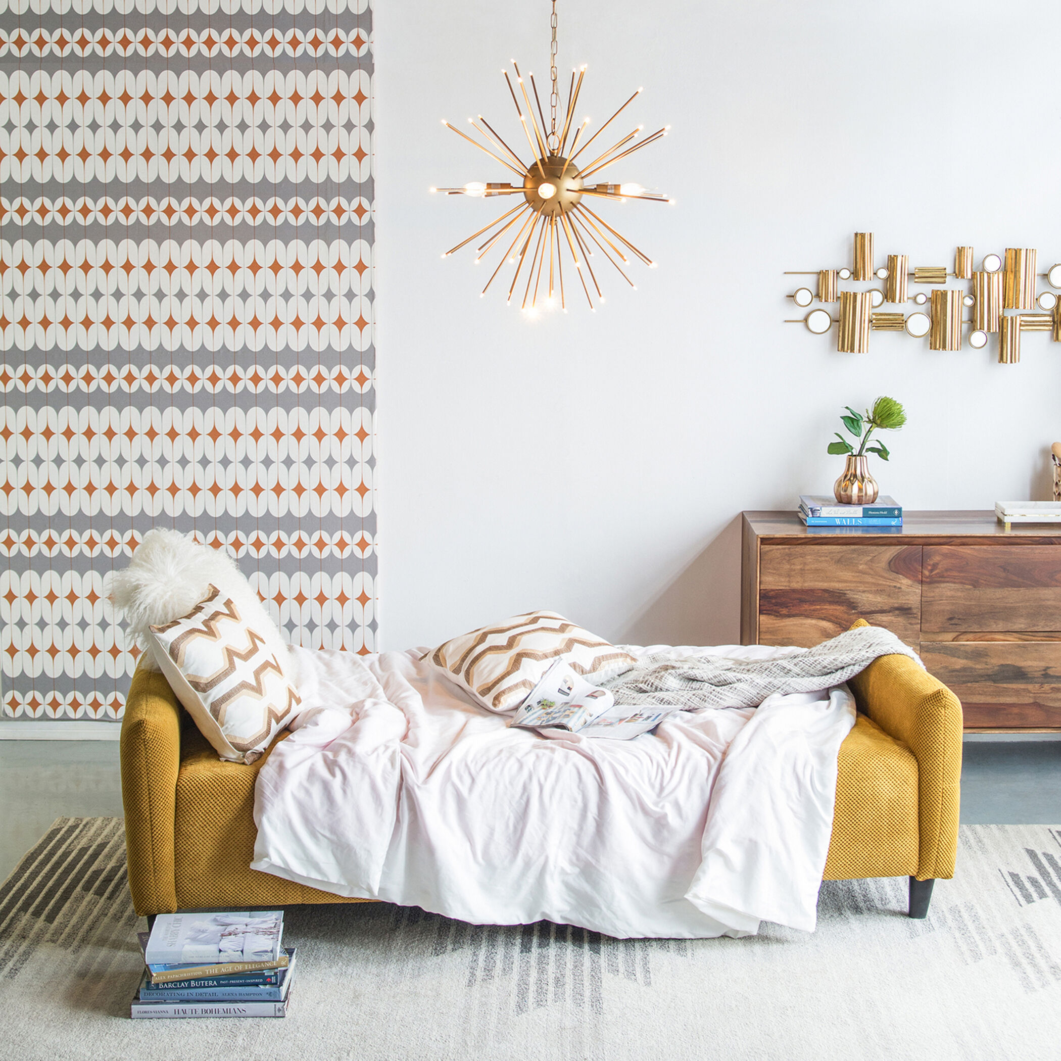 Large Biscuit Tufted Mustard Sofa