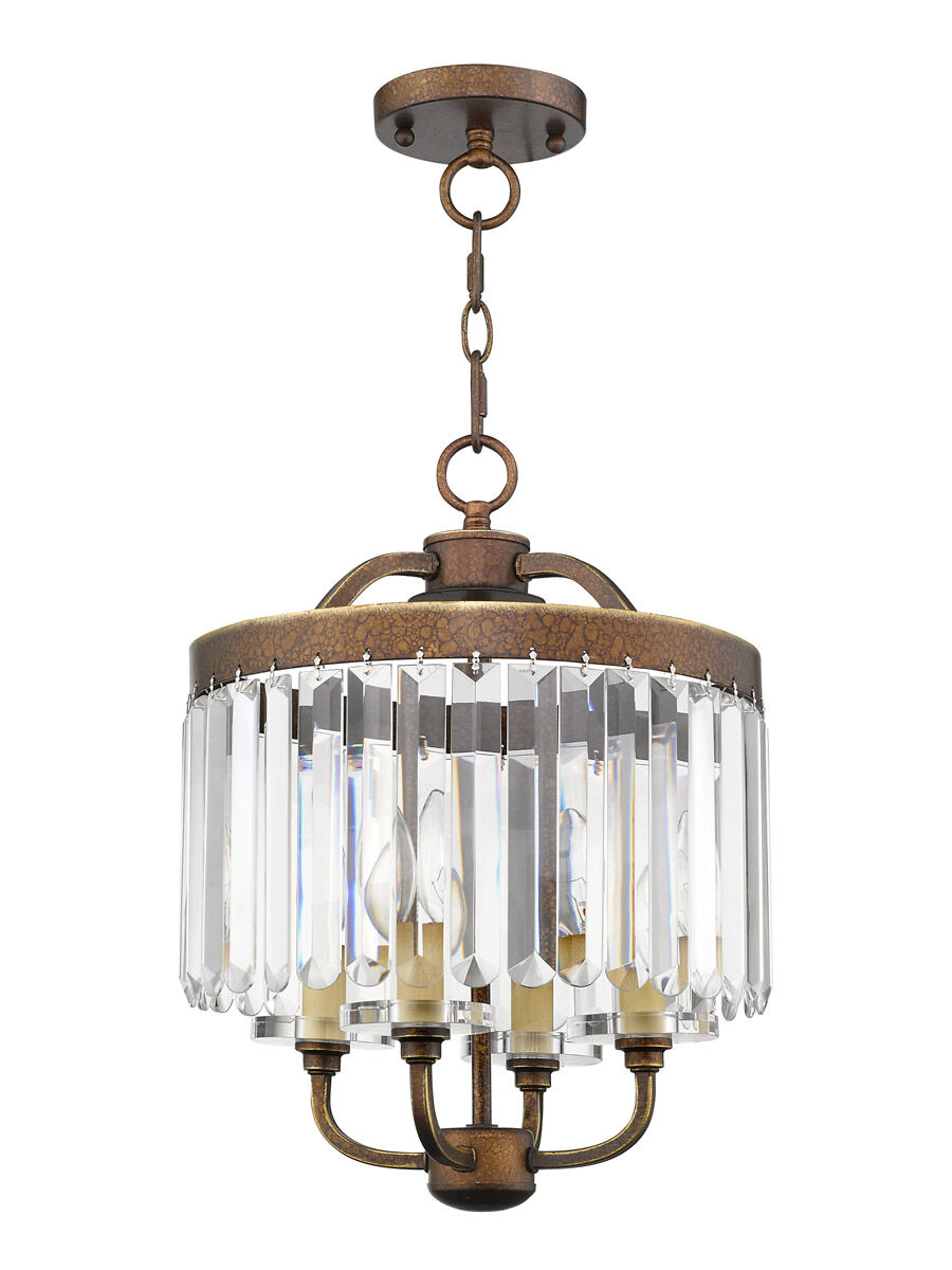 Ashton 4 Light 13 inch Hand Painted Palacial Bronze Convertible Mini Chandelier/Ceiling Mount Ceiling Light