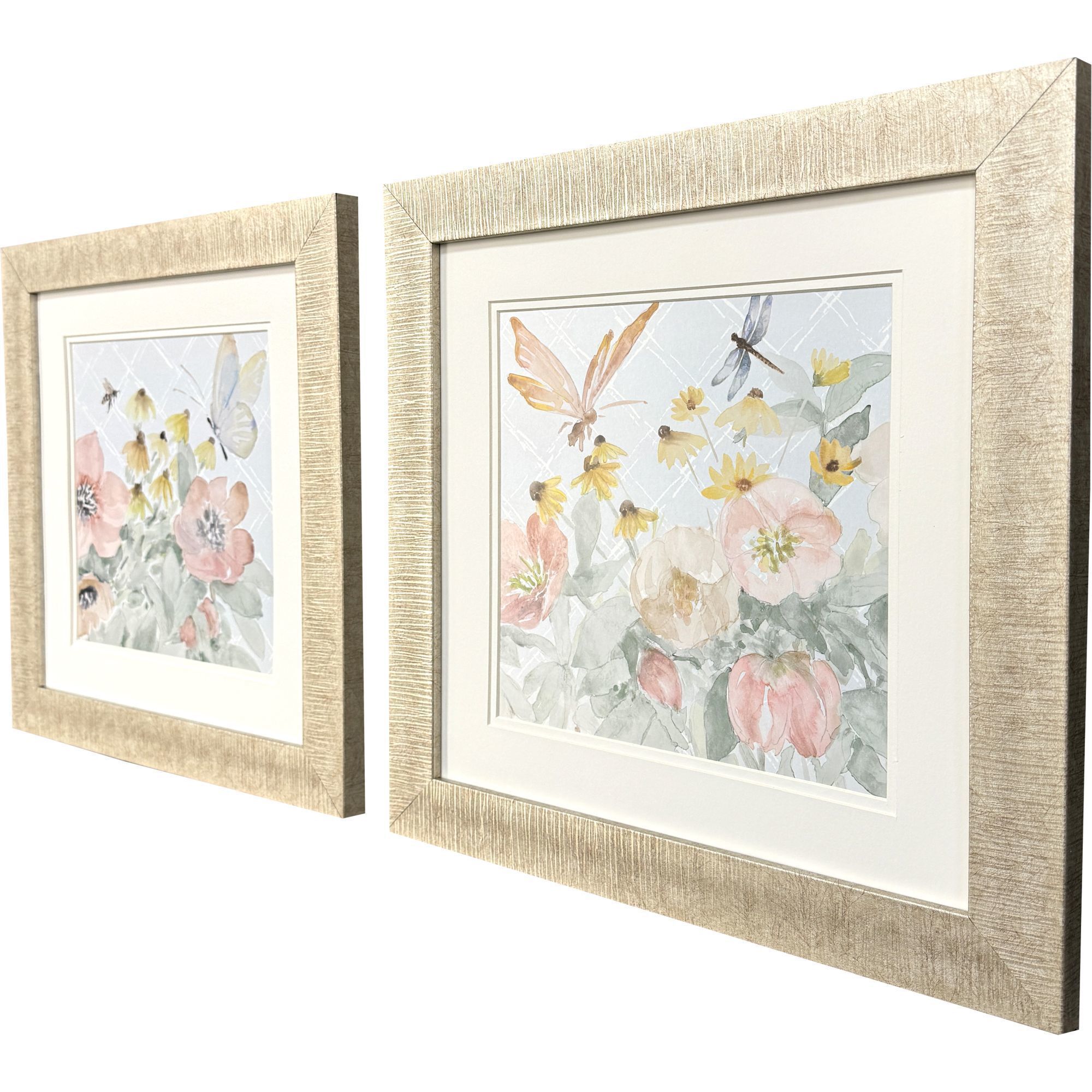 Garden Joy Pink and Green and Blue and Yellow Framed Art, Propac