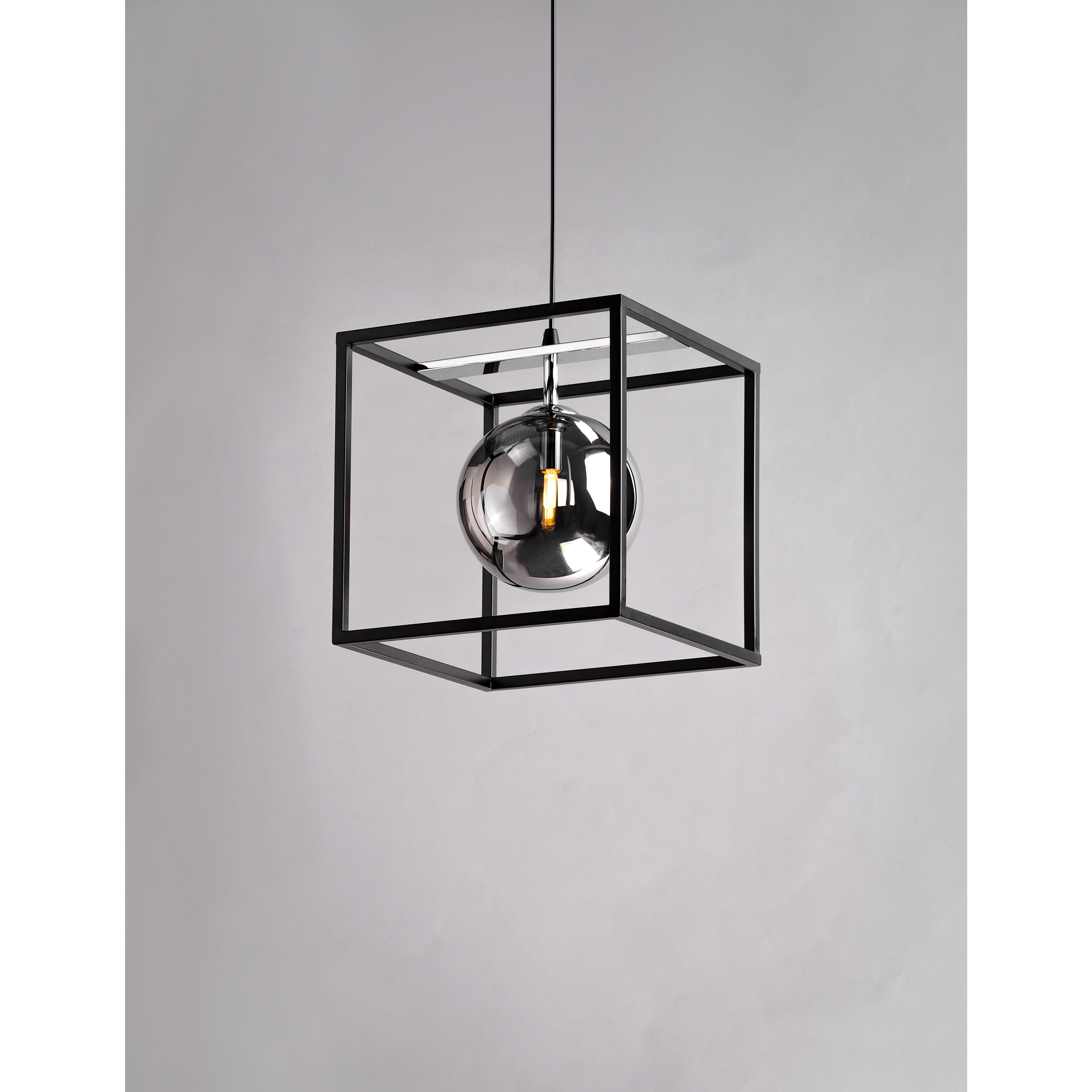 Fluid LED 11.75 inch Black/Polished Chrome Single Pendant Ceiling Light in Mirror Smoke, Black and Polished Chrome