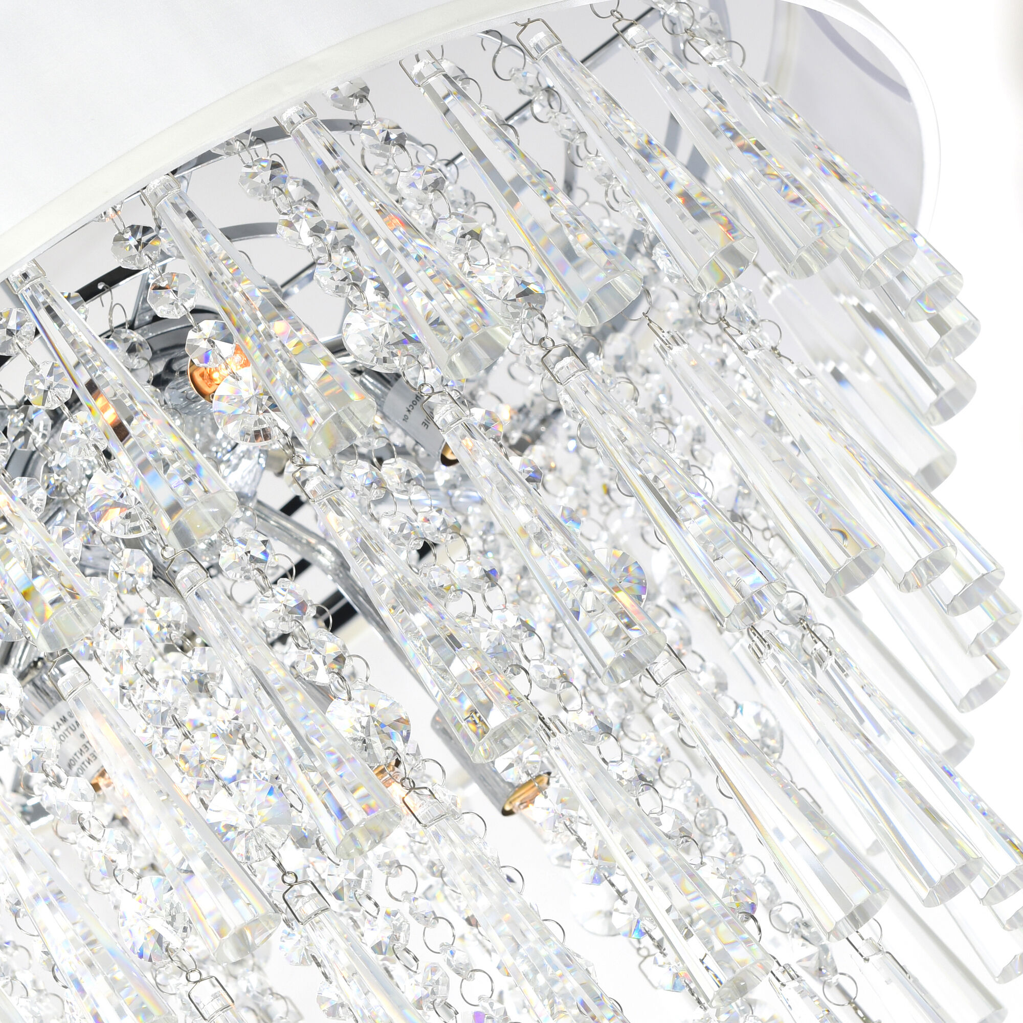 Franca 8 Light 22 inch Chrome Drum Shade Flush Mount Ceiling Light in Off White