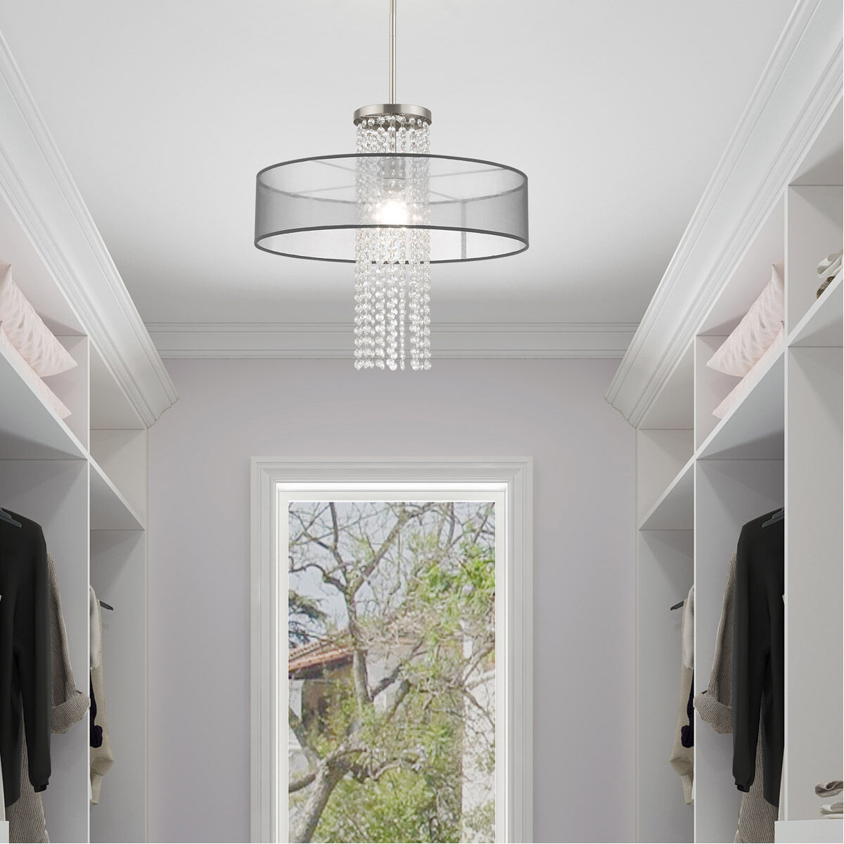 Bella Vista 1 Light 20 inch Brushed Nickel Pendant Chandelier Ceiling Light