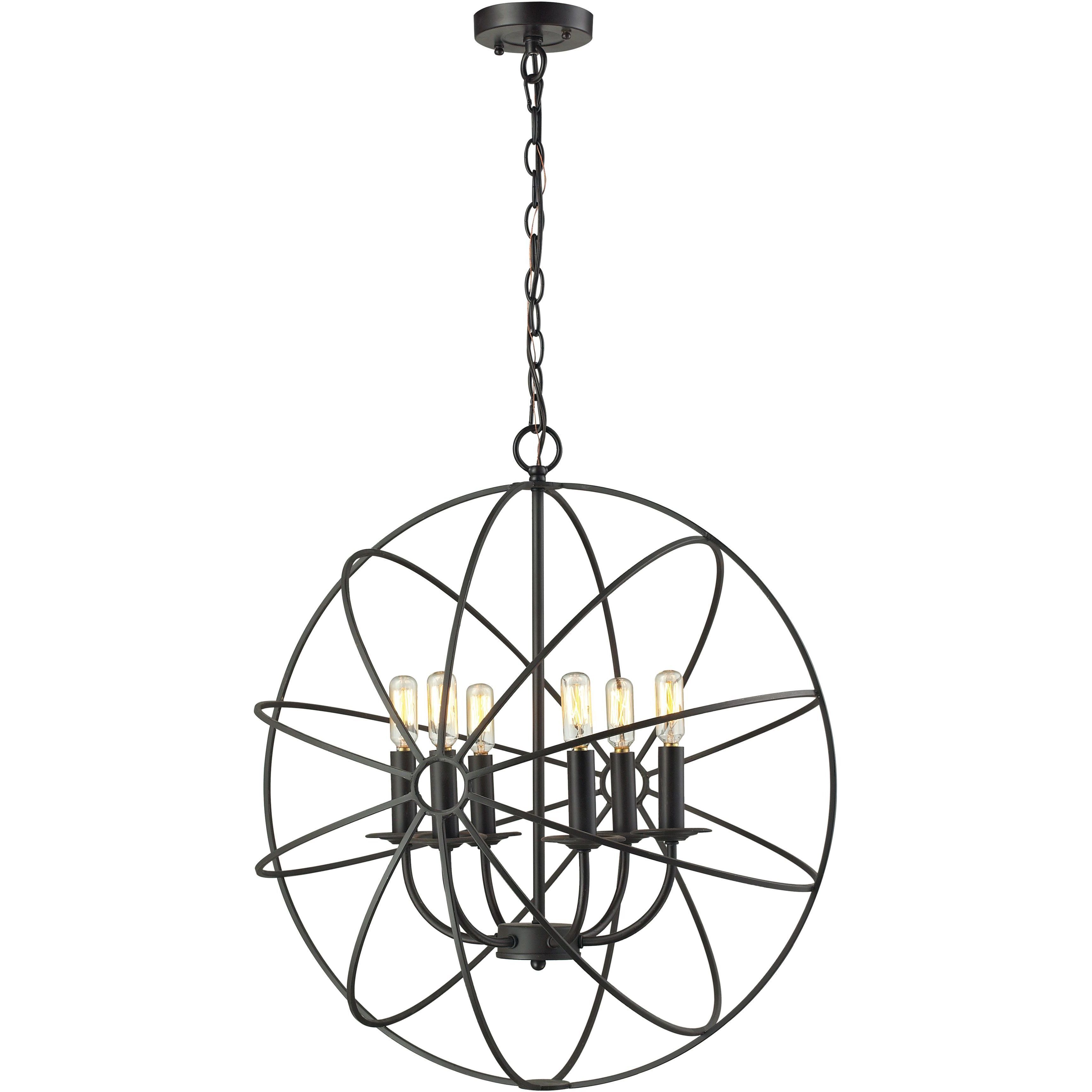Yardley 6 Light 23 inch Black Chandelier Ceiling Light