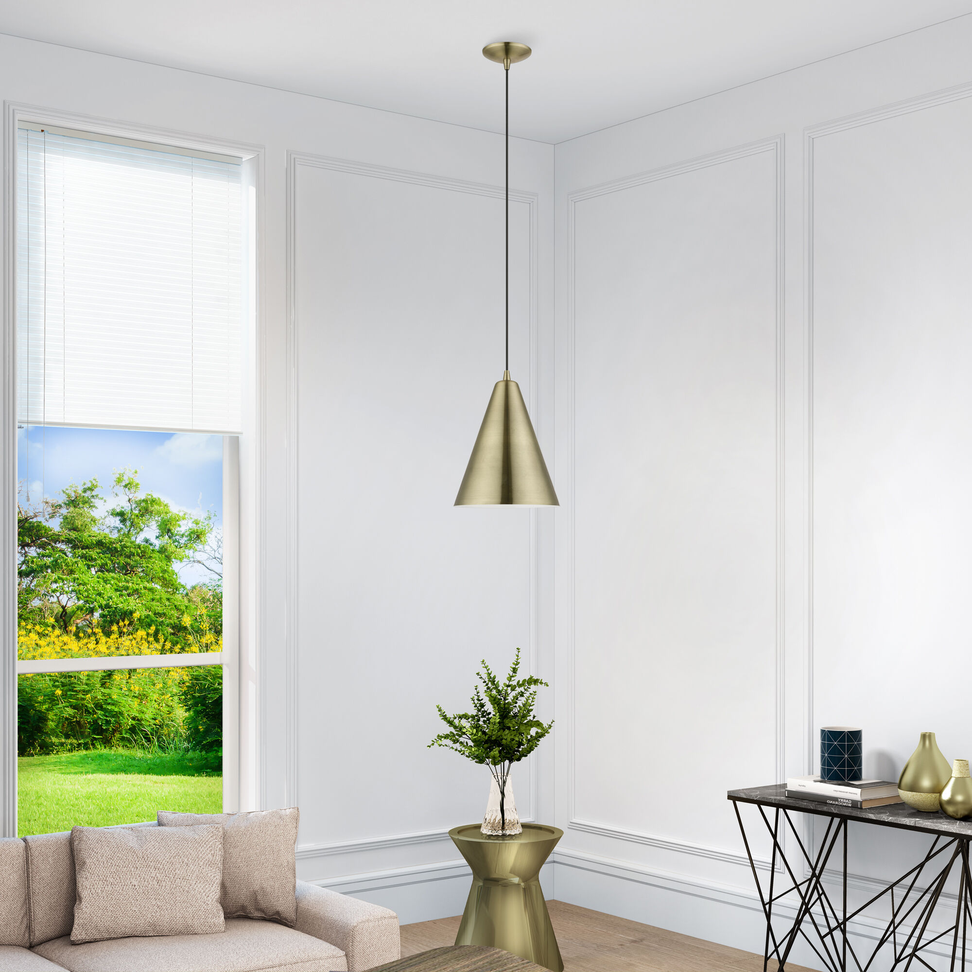 Dulce 1 Light 10 inch Antique Brass Pendant Ceiling Light