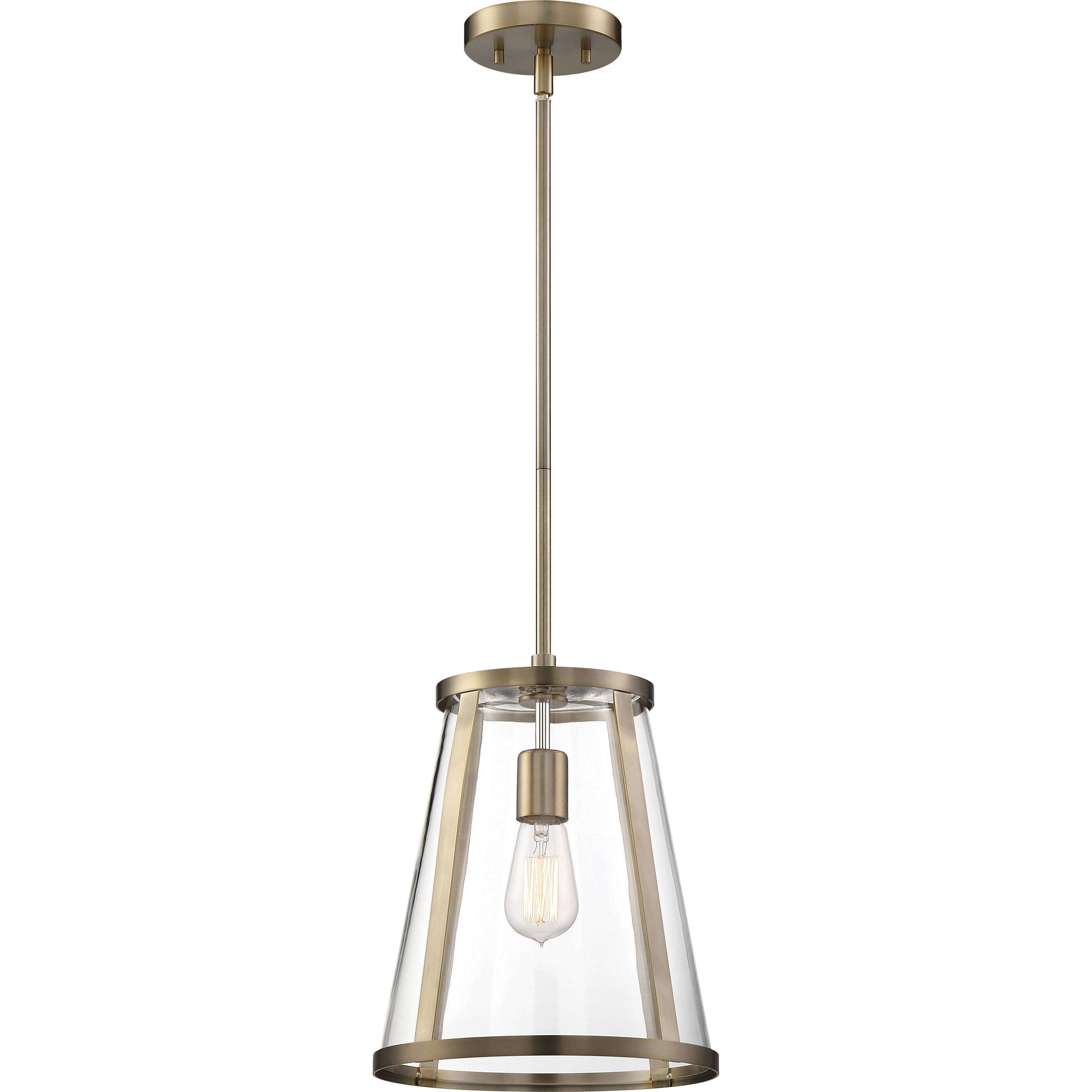 Bruge 1 Light 10.5 inch Burnished Brass and Clear Pendant Ceiling Light