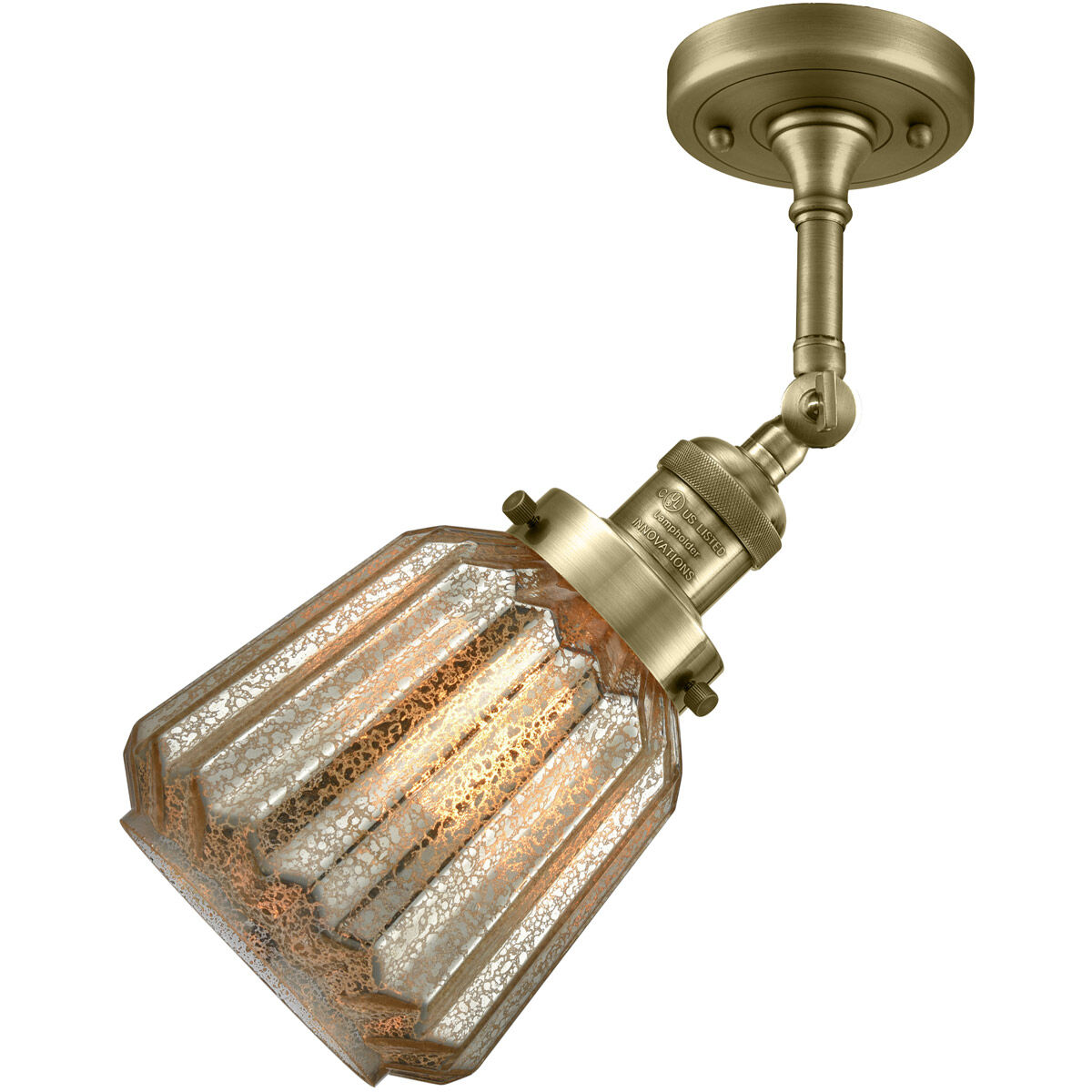 Franklin Restoration Chatham LED 6 inch Antique Brass Sconce Wall Light in Mercury Glass, Franklin Restoration
