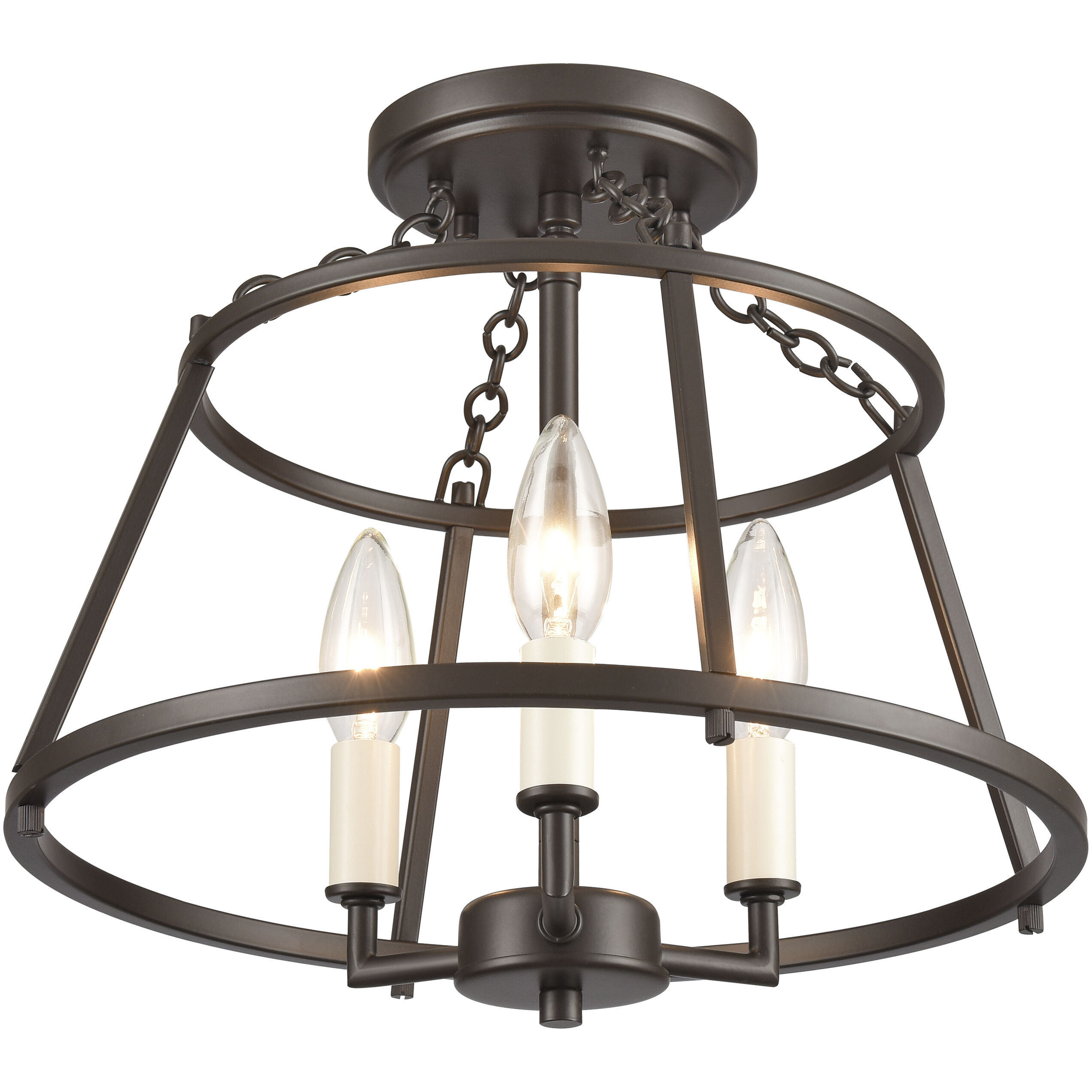 Joanie 3 Light 13 inch Old Bronze Semi Flush Mount Ceiling Light