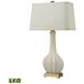 Fluted Ceramic 34 inch 9.5 watt White with Aged Brass Table Lamp Portable Light in LED, 3-Way