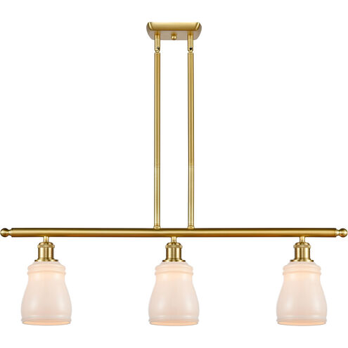 Ballston Ellery 3 Light 36 inch Satin Gold Island Light Ceiling Light in White Glass, Ballston
