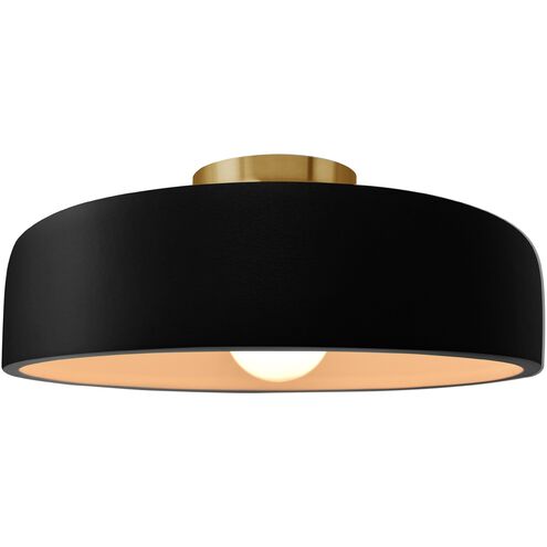 Radiance 1 Light 16 inch Carbon Matte Black and Brushed Brass Semi Flush Ceiling Light
