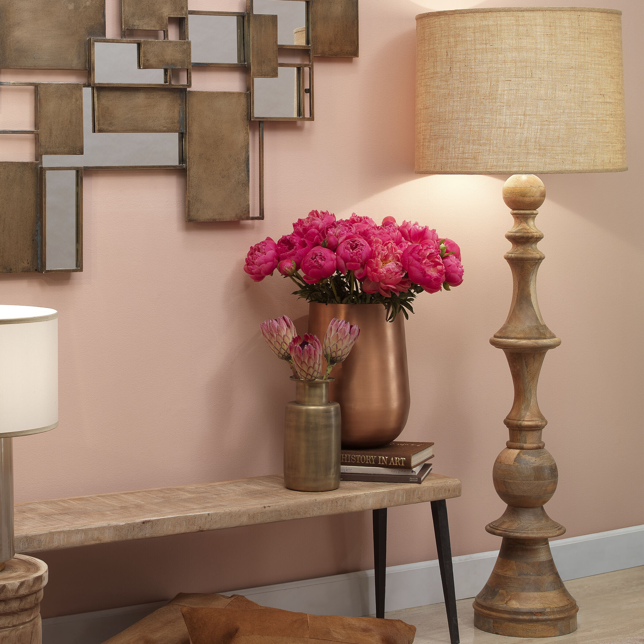 Budapest 72 inch 150 watt Natural Wood Floor Lamp Portable Light