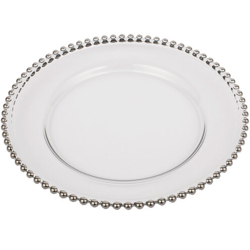 Glass 12.6 inch Clear/Silver Charger