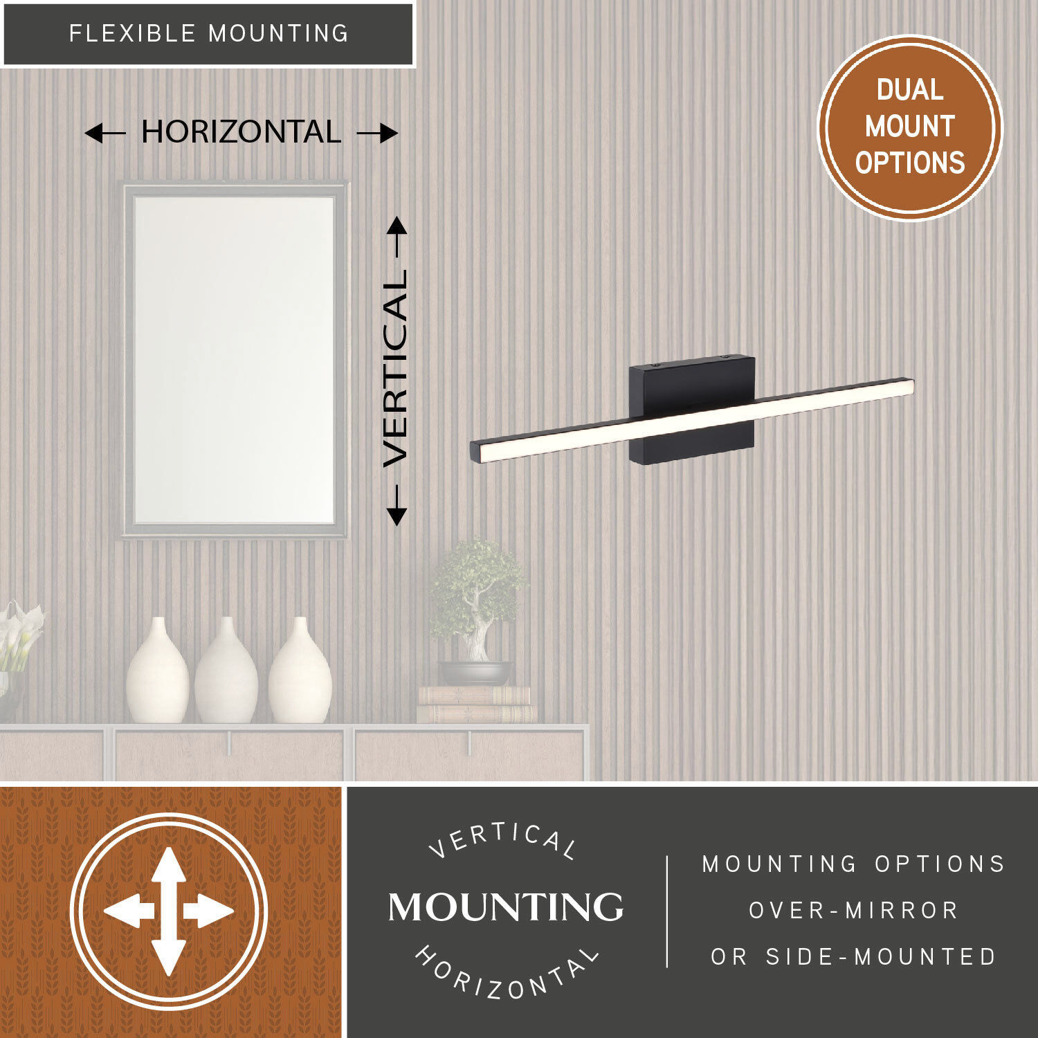 Ashburn LED 24 inch Matte Black Bathroom Light Wall Light