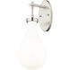 Downtown Urban Owego Armed Sconce Wall Light in Satin Nickel, Gloss White Glass