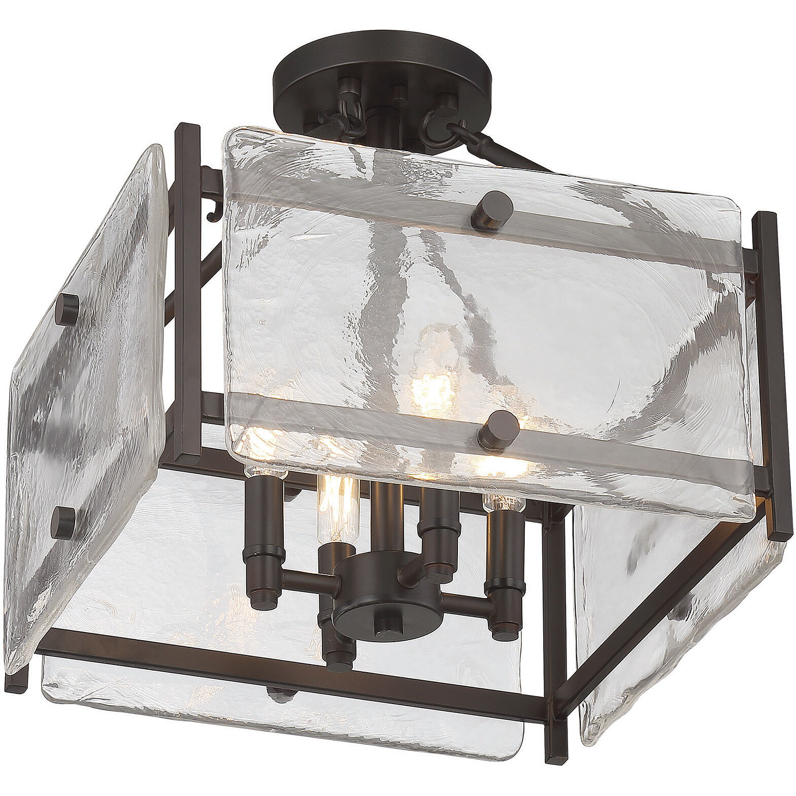 Glenwood 4 Light 14 inch English Bronze Semi-Flush Ceiling Light