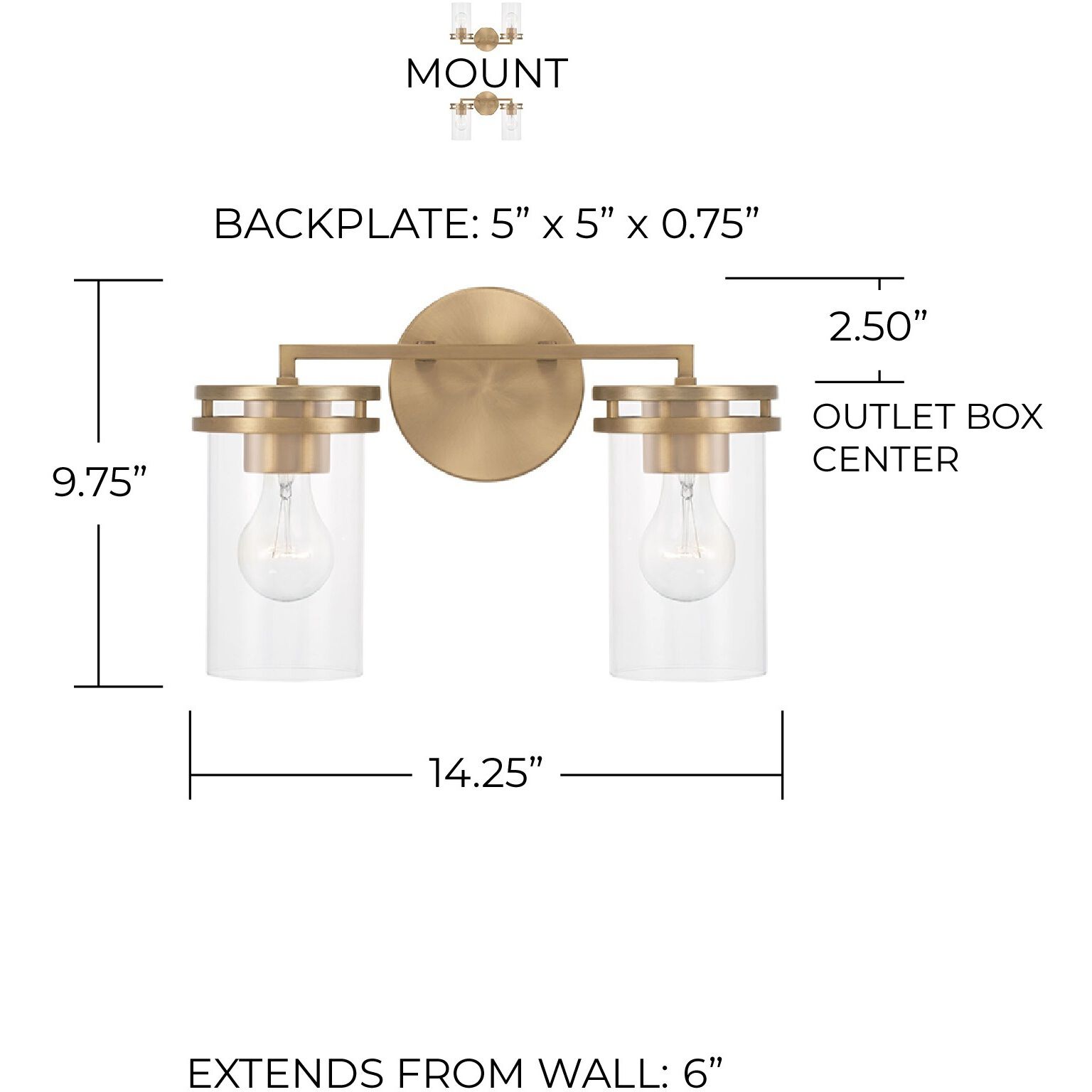 Fuller 2 Light 14.25 inch Aged Brass Vanity Light Wall Light