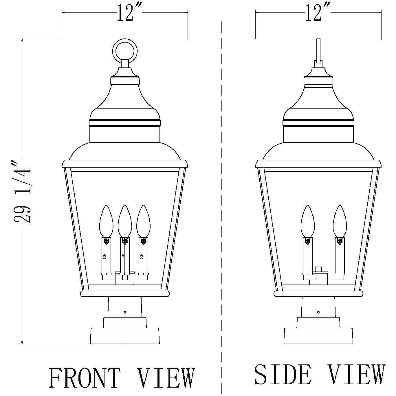 Raphael 3 Light 29.25 inch Sand Black Outdoor Pier Mounted Fixture