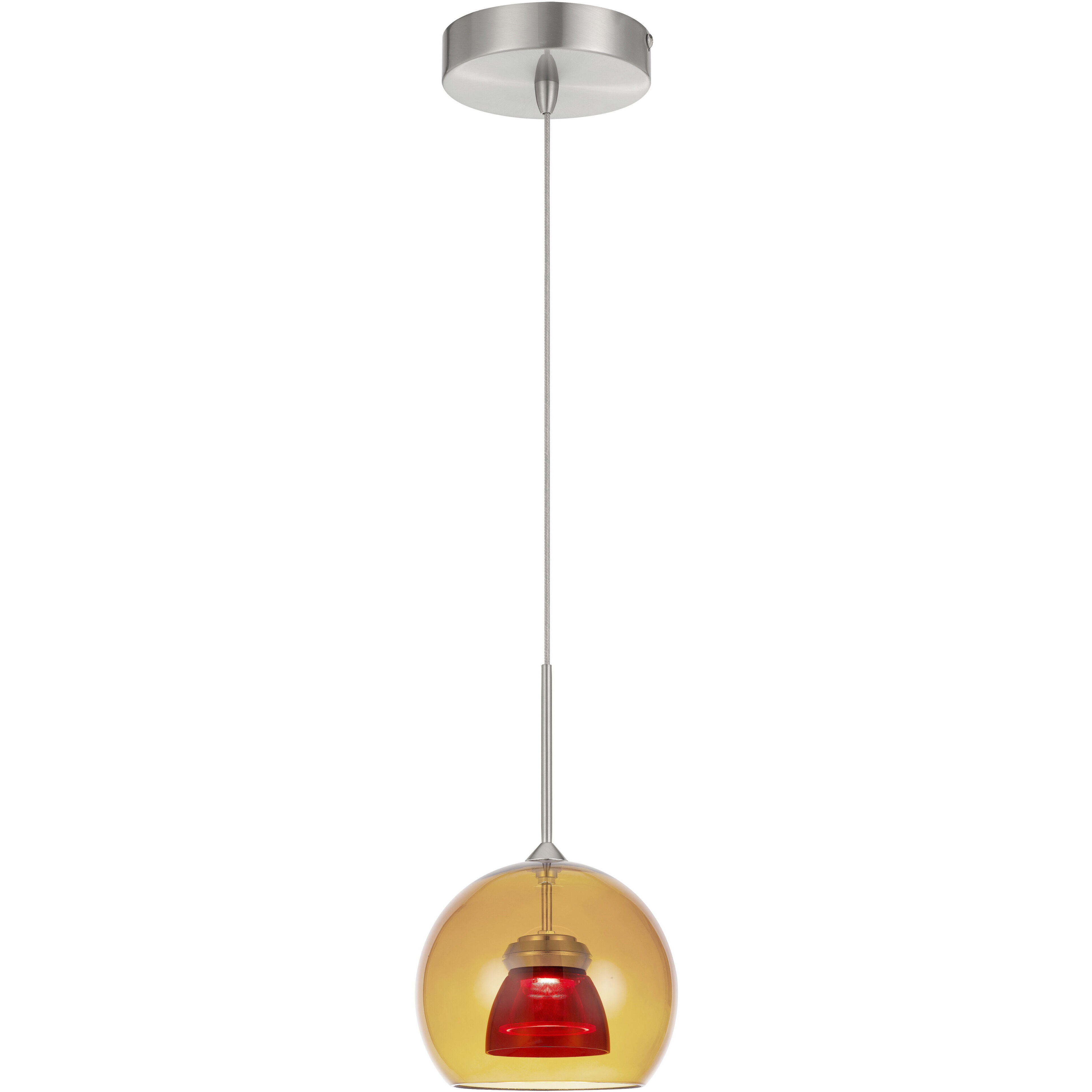Double Glass LED 6 inch Amber/Red Mini Pendant Ceiling Light